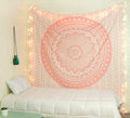 raajsee Rose Gold Ombre Tapestry Wall Hanging Mandala-Bohemian Room Decor-Indian Cotton Throw Hippie Tapestries -Boho Bedding Tw