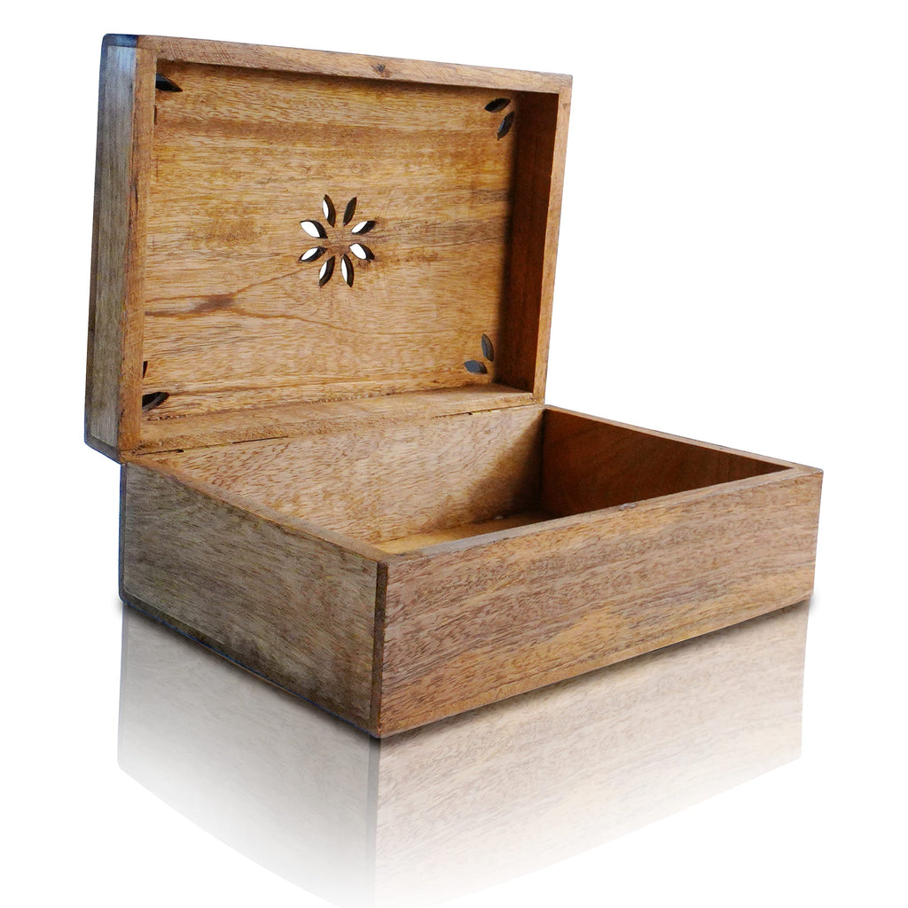 Mela Artisans Decorative Storage Box with Hinged Lid - Light Burnt, XL | 10.5    x 7.5    x 4    | Rustic Serena Style | Crafted