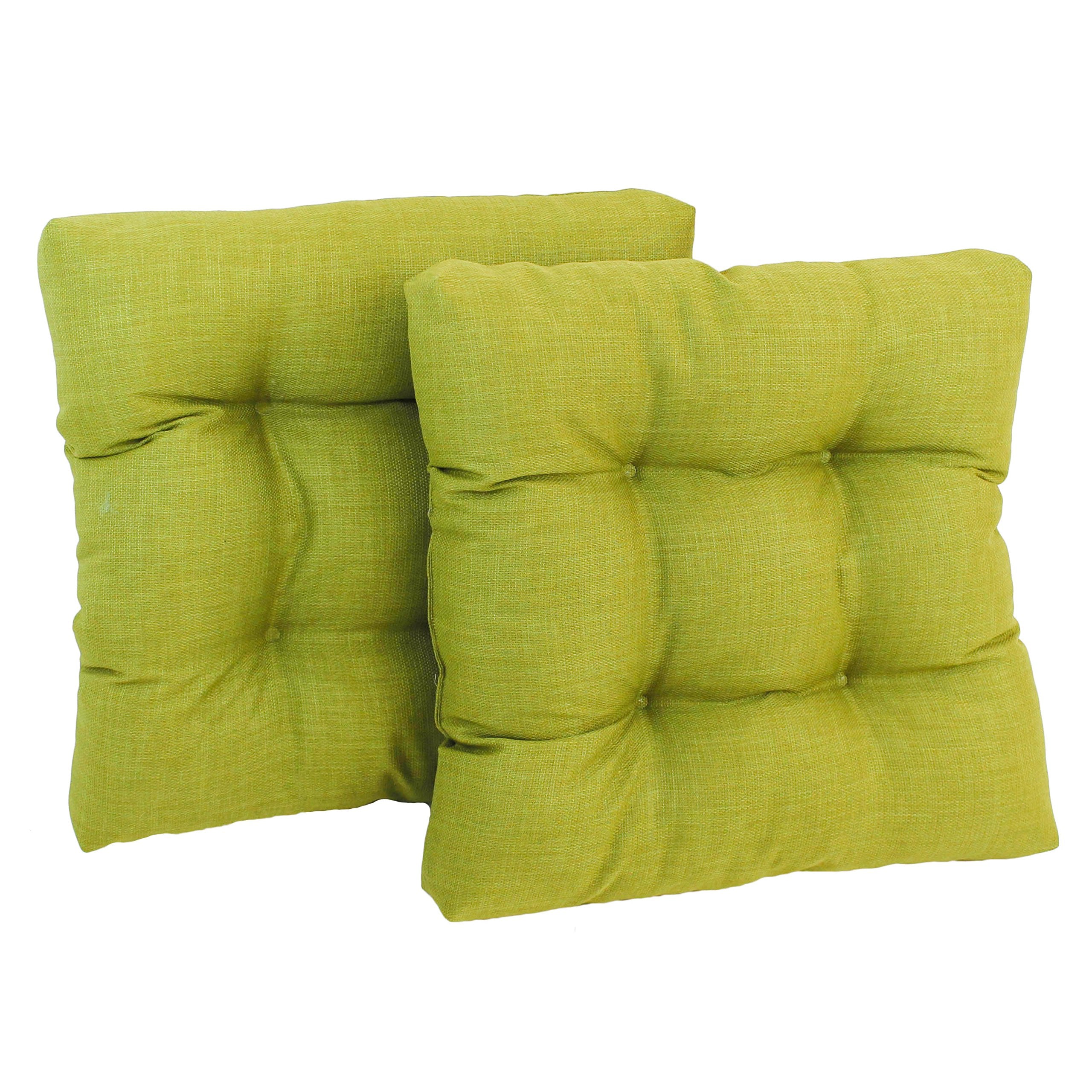 Blazing Needles Indoor/Outdoor Square Tufted Chair Cushion, 19 x 19, Lime 2 Count