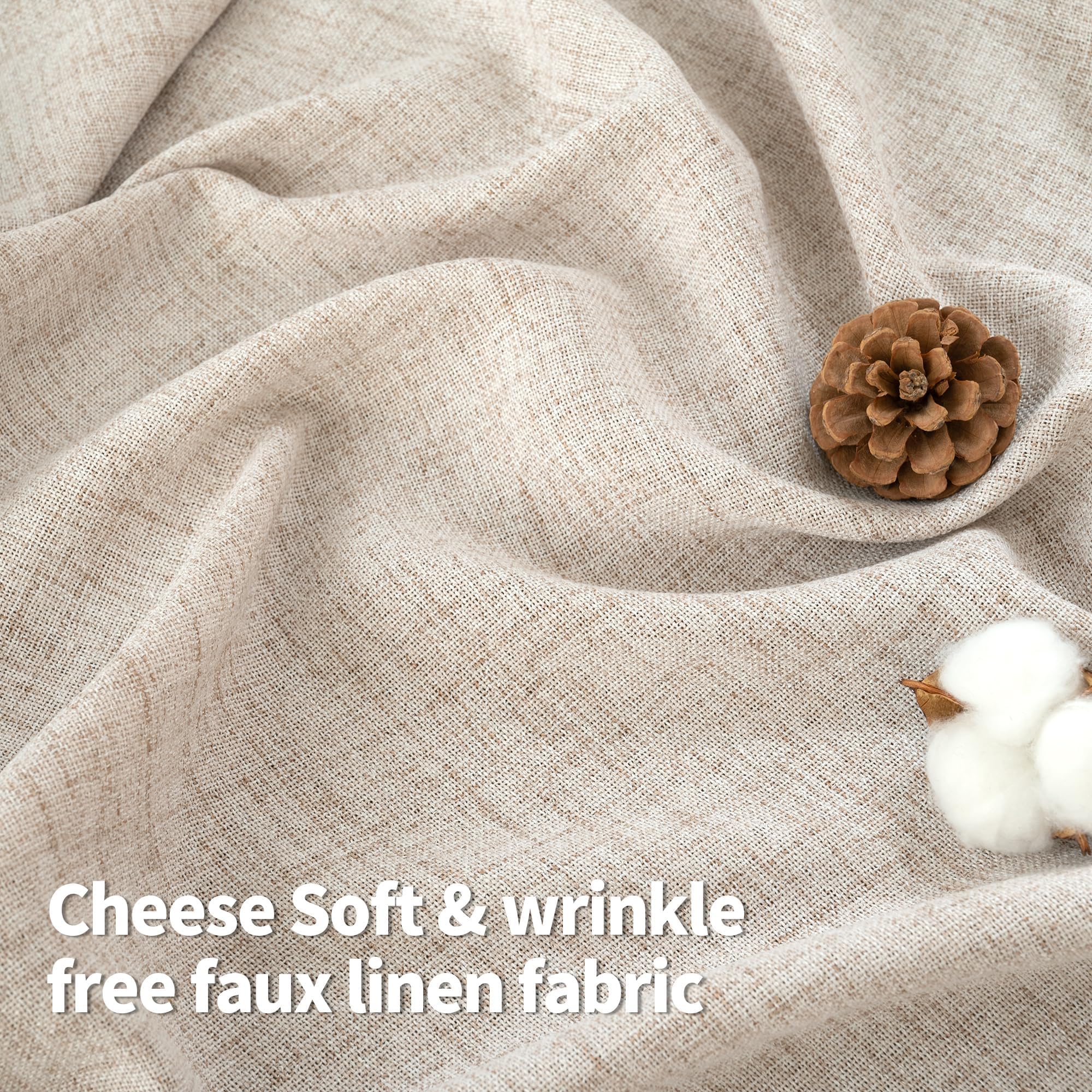 Quemas Short Linen Curtains 36 Inch Length For Bedroom Window Light Filtering, Thick Burlap Semi Sheer Non See Through Grommet L