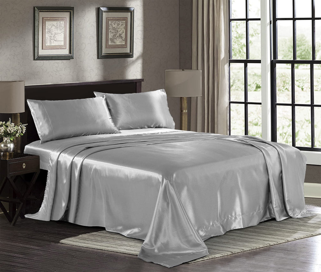 Satin Pillowcase 2 Pack - King Size (20'X40', Silver) - Silky Pillow Cases For Hair And Skin - Satin Pillow Covers With Envelo