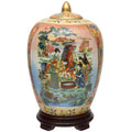 Red Lantern 11 Horse in Meadow Porcelain Vase Jar, Multicolor