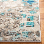 Safavieh Madison Collection Runner Rug - 2'2'' X 20', Grey & Blue, Boho Abstract Distressed Design, Non-Shedding & Easy Care, Id