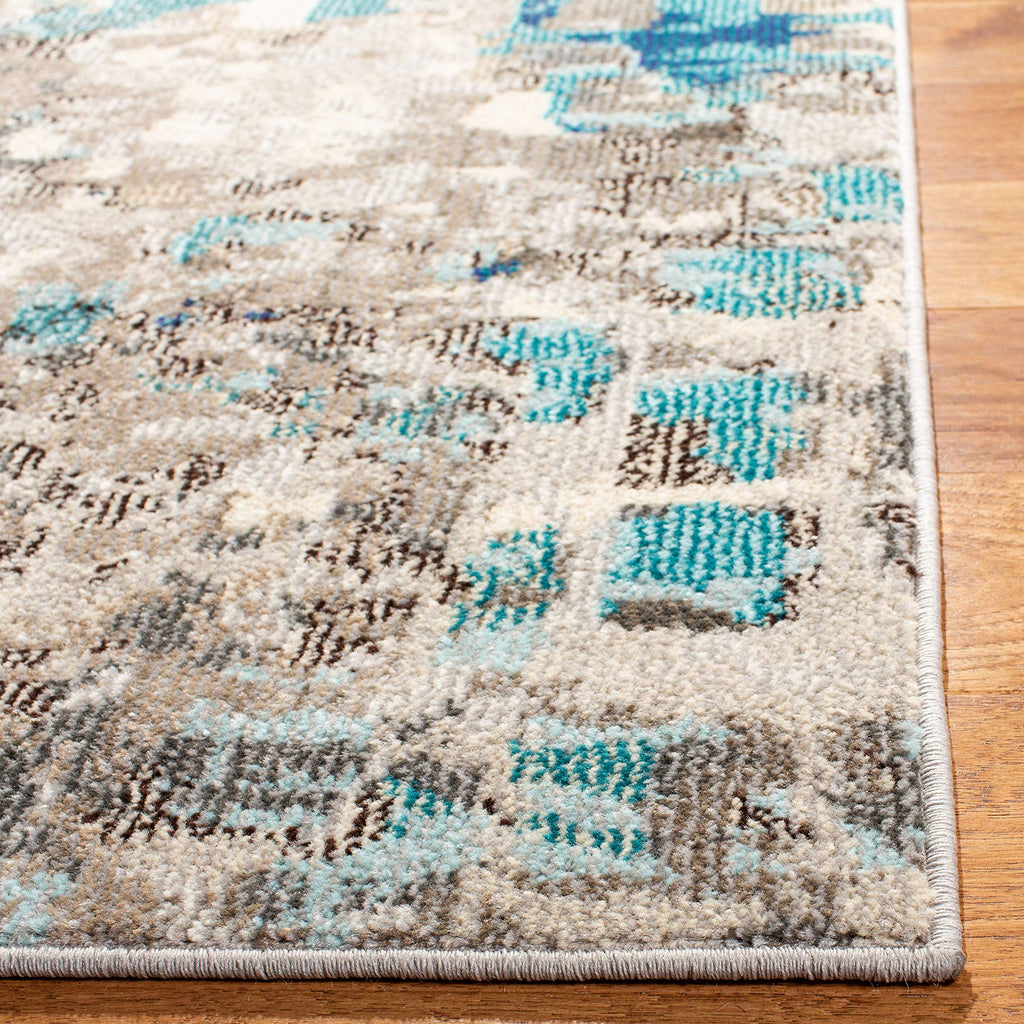 Safavieh Madison Collection Area Rug - 10' X 14', Grey & Blue, Boho Abstract Distressed Design, Non-Shedding & Easy Care, Ideal