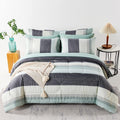Rynghipy Sage Green Striped Comforter Set, Geometric Lightweight Soft Bedding Set, All Season Down Alternative Men Boy Comforter