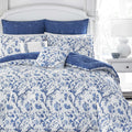 Laura Ashley - King Comforter Set, Reversible Cotton Bedding, Includes Matching Shams with Bonus Euro Shams & Throw Pills (Elise