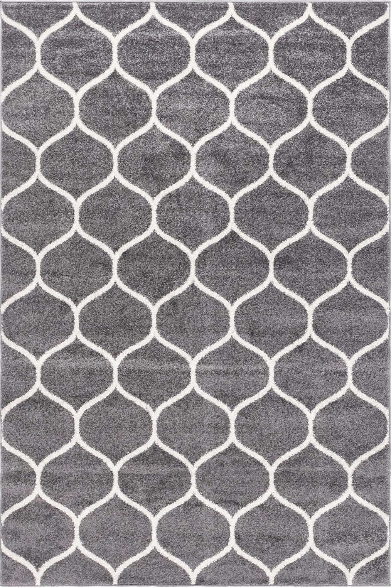 Unique Loom Trellis Frieze Collection Area Rug - Rounded (7' 1'' x 10', Dark Gray/ Ivory)