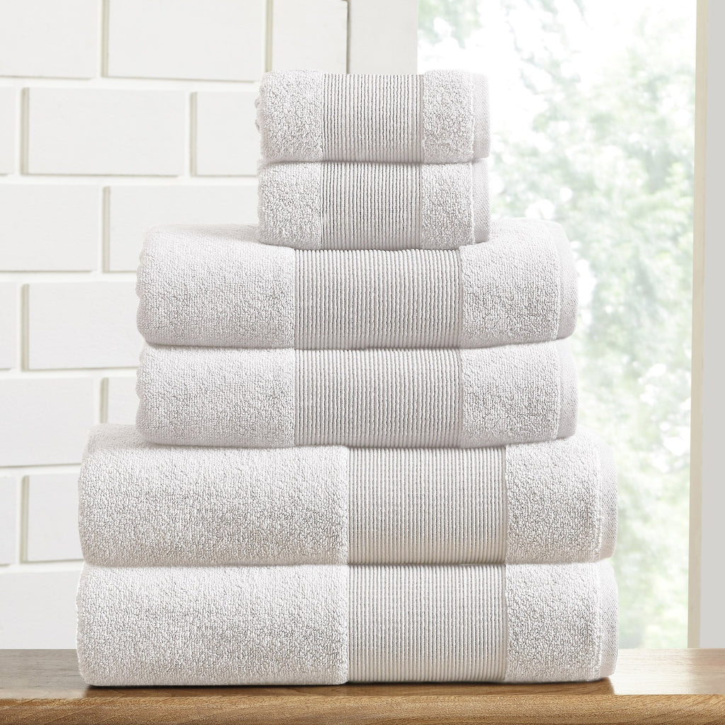 Modern Threads Air Cloud 6-Piece Towel Set - 100% Zero-Twist Cotton, 500 GSM, Quick Dry & Plush, White
