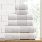 Modern Threads Air Cloud 6-Piece Towel Set - 100% Zero-Twist Cotton, 500 GSM, Quick Dry & Plush, White