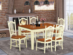 East West Furniture WEDO7-BMK-W Weston 7 Pc Kitchen set with a Dinning Table and 4 Wood Dining Chairs in Buttermilk and Cherry, 7 Pieces