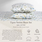 Laura Ashley Home - Queen Sheets, Soft Sateen Cotton Bedding Set - Sleek, Smooth, & Breathable Home Decor (Meadow Floral Blue,4Pcs, Queen)