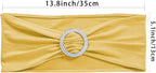 Obstal 50 Pcs Spandex Stretch Chair Sashes Bows For Wedding Reception- Universal Elastic Chair Cover Bands With Buckle Slider For Banquet, Party, Hotel Event Decorations Gold Sashes