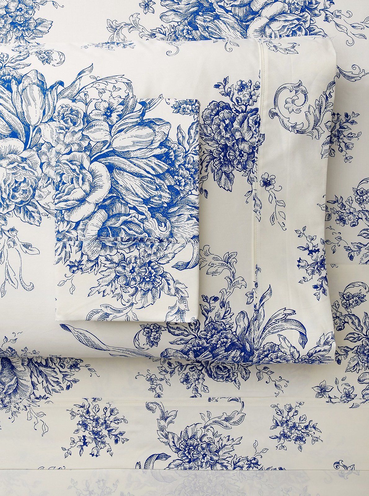 Melange Home 189755 M  Lange Home, Navy Toile, King Sheet Set