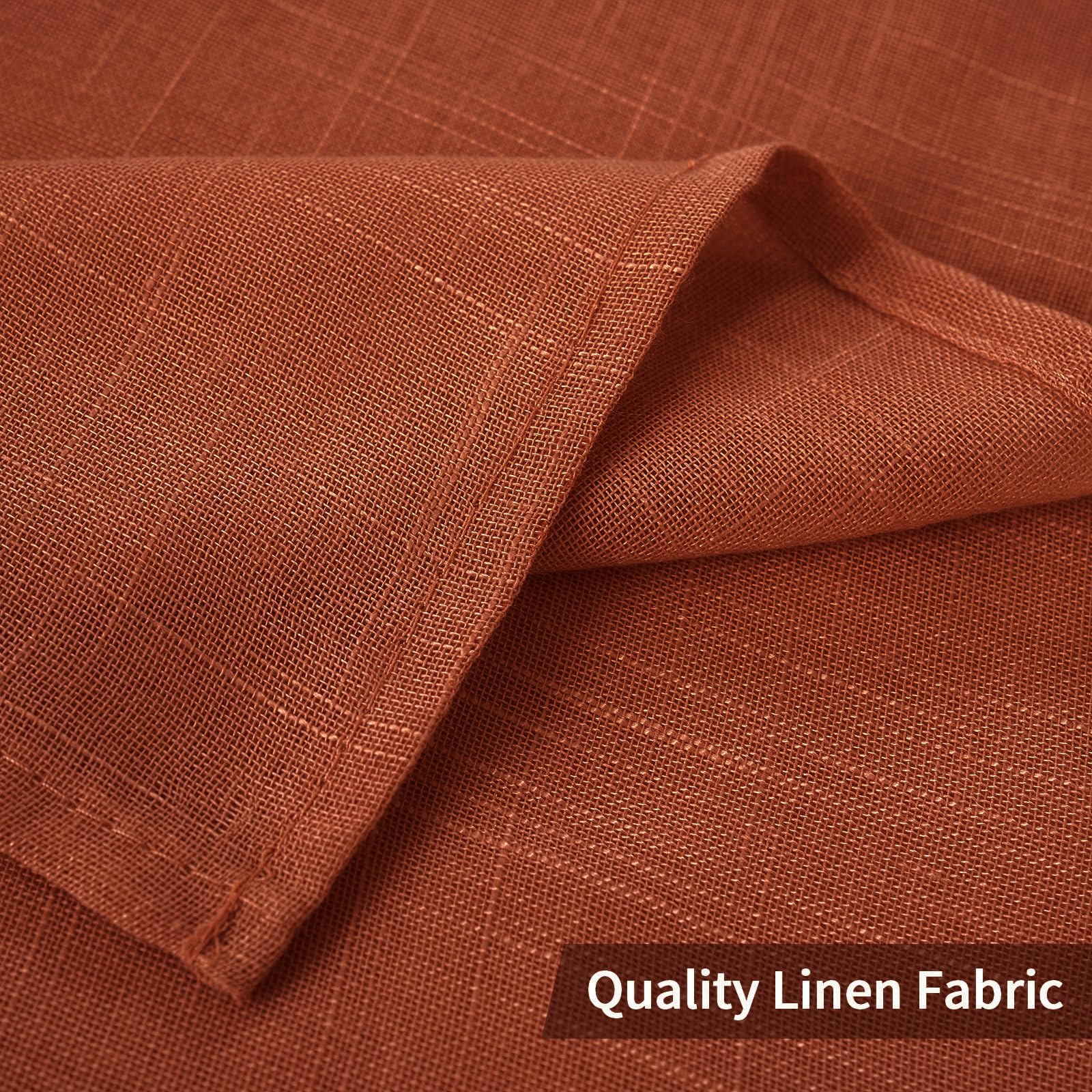 Miulee Burnt Orange 2 Panels 90 Inch Long Farmhouse Linen Sheer Window Curtains Elegant Terracotta Rust Fall Drapes Grommet Top