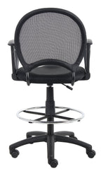 Boss Office Products Mesh Drafting Stool With Loop Arms In Black