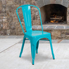 Flash Furniture Commercial Grade Crystal Teal-Blue Metal Indoor-Outdoor Stackable Chair