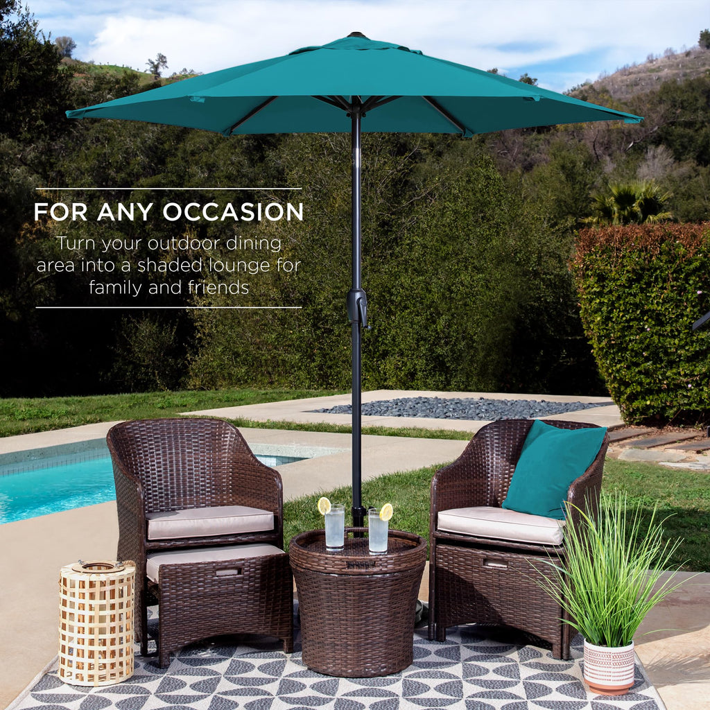 Best Choice Products 7.5Ft Heavy-Duty Round Outdoor Market Table Patio Umbrella W/Steel Pole, Push Button Tilt, Easy Crank Lift - Cerulean