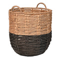 happimess BSK1003D Laurel 19.49 Bohemian Handwoven Abaca Hamper Basket with Handles, Seagrass Container for Decoration in Bedroo