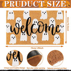 Jarthenaamcs Halloween Natural Coir Doormat Cute Ghost Welcome Floor Mat Non-Slip Entrance Door Rugs For Indoor Outdoor Bathroom
