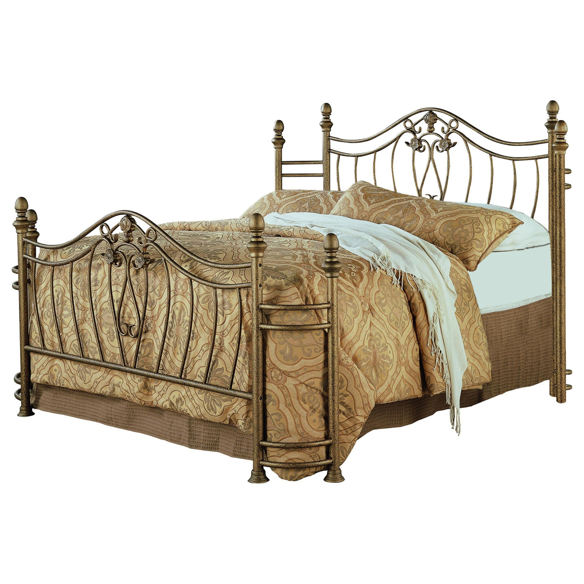 Coaster Home Furnishings Sydney Traditional Wood Eastern King Size Open Frame Bed Frame 53-inch Headboard Brushed Gold 300171KE