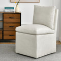 DUHOME Upholstered Armless Dining Chair with Casters,Linen Accent Chair for Living Room,Single Sofa Chair with 4 Casters for Bed