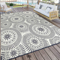 Ileading Outdoor Plastic Straw Rug 8X10Ft Modern Geometric Style Reversible Patio Area Rugs Waterproof Non Shedding Portable Car