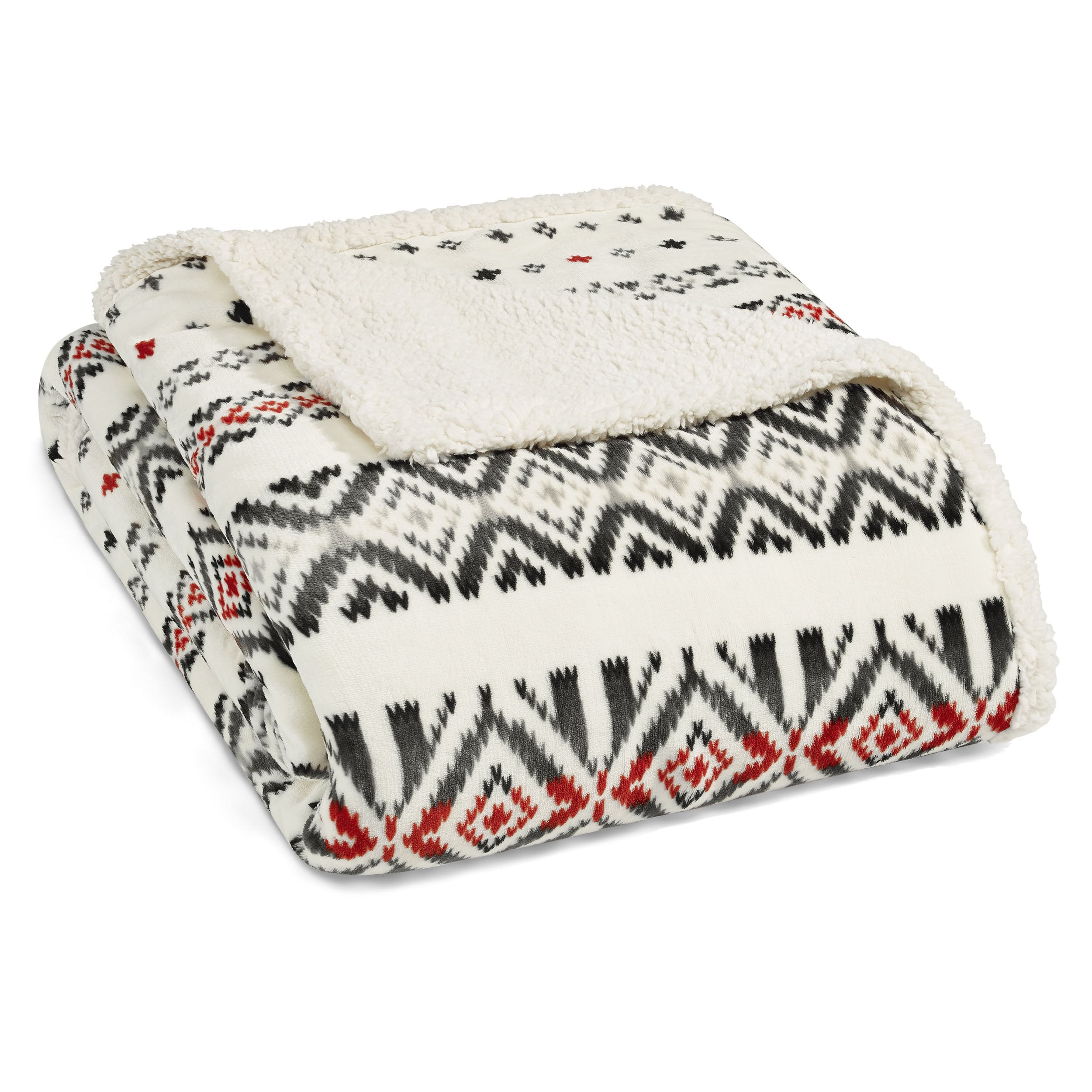 Eddie Bauer - Twin Blanket, Reversible Sherpa Fleece Bedding, Soft & Cozy Home Decor (Mountain Village Red, Twin)