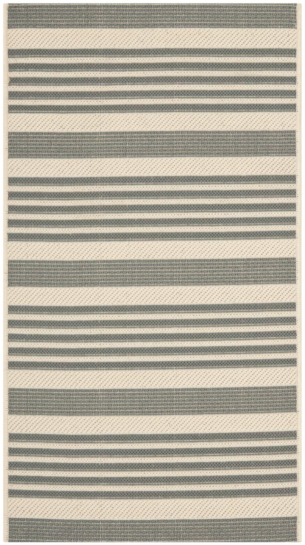 SAFAVIEH Courtyard Collection Accent Rug - 2'7'' x 5', Grey & Bone, Stripe Design, Non-Shedding & Easy Care, Indoor/Outdoor & Wa