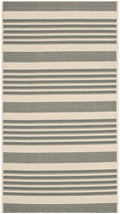 SAFAVIEH Courtyard Collection Accent Rug - 2'7'' x 5', Grey & Bone, Stripe Design, Non-Shedding & Easy Care, Indoor/Outdoor & Wa