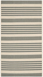 SAFAVIEH Courtyard Collection Accent Rug - 2'7'' x 5', Grey & Bone, Stripe Design, Non-Shedding & Easy Care, Indoor/Outdoor & Wa