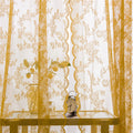 Deeprove Gold Lace Boho Curtains 84 Inches Long, Sheer Curtains Window Treatment Drape Pair 2 Panels Set For Bedroom Living Room