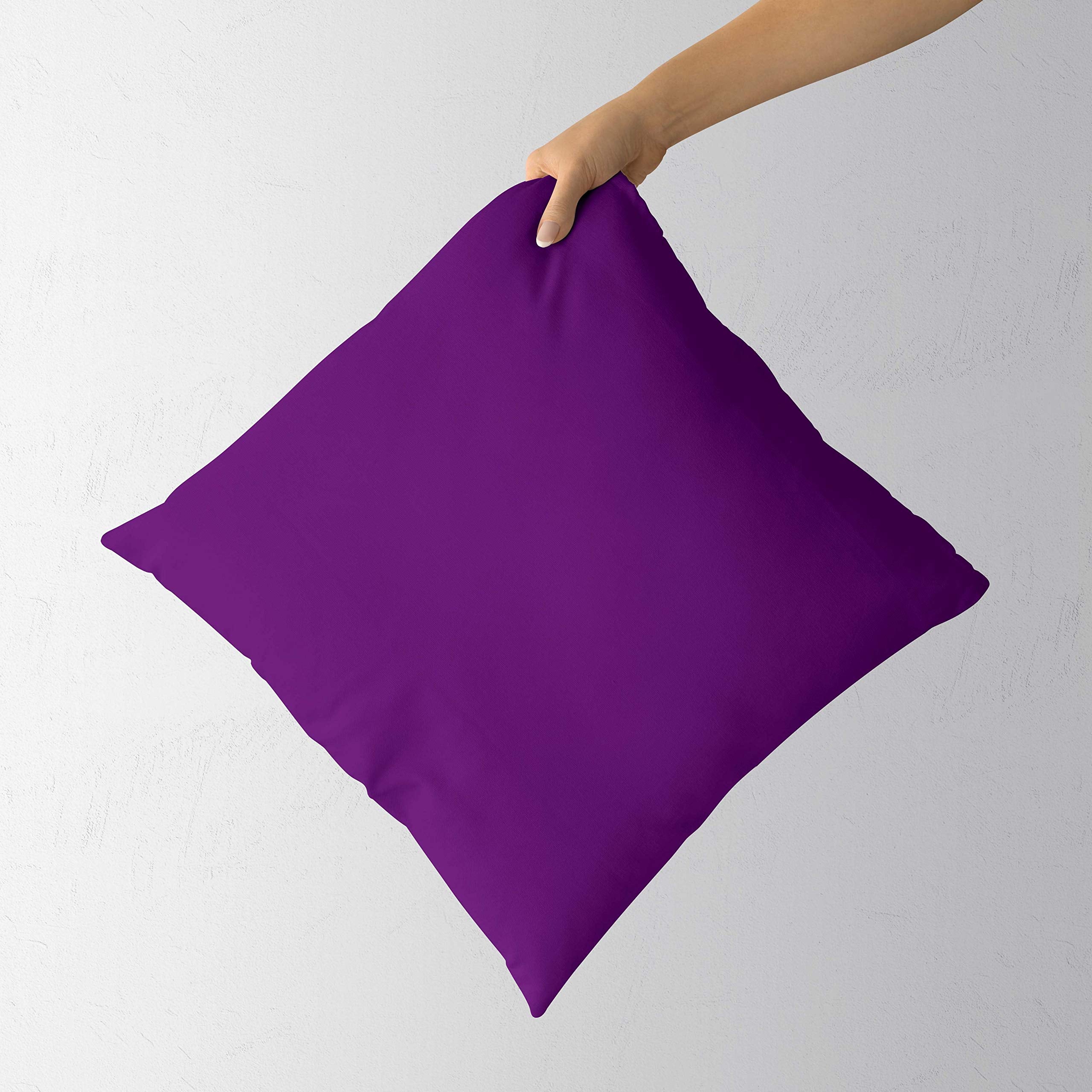 Cushion Cover Set Of 2 Covers For Sofa Couch Bed Deevan Chair Purple 16X16 Inch (40X40 Cm) Cotton Plain Removable Cover, Inse
