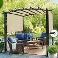 Ecoopts 8'X16' Outdoor Shade Cover Canopy Sun Shade Cover With Grommets Weighted Rods For Pergola Patio Porch (Beige)