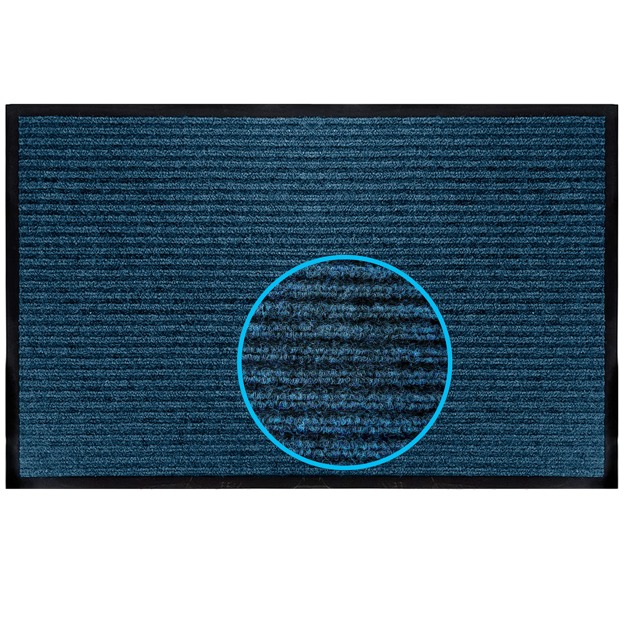 Luxurux Striped Blue Door Mat - Heavy Duty, Indoor/Outdoor, Waterproof, Low-Profile (4X10 Feet) - Ideal For Entry, Patio, Garage