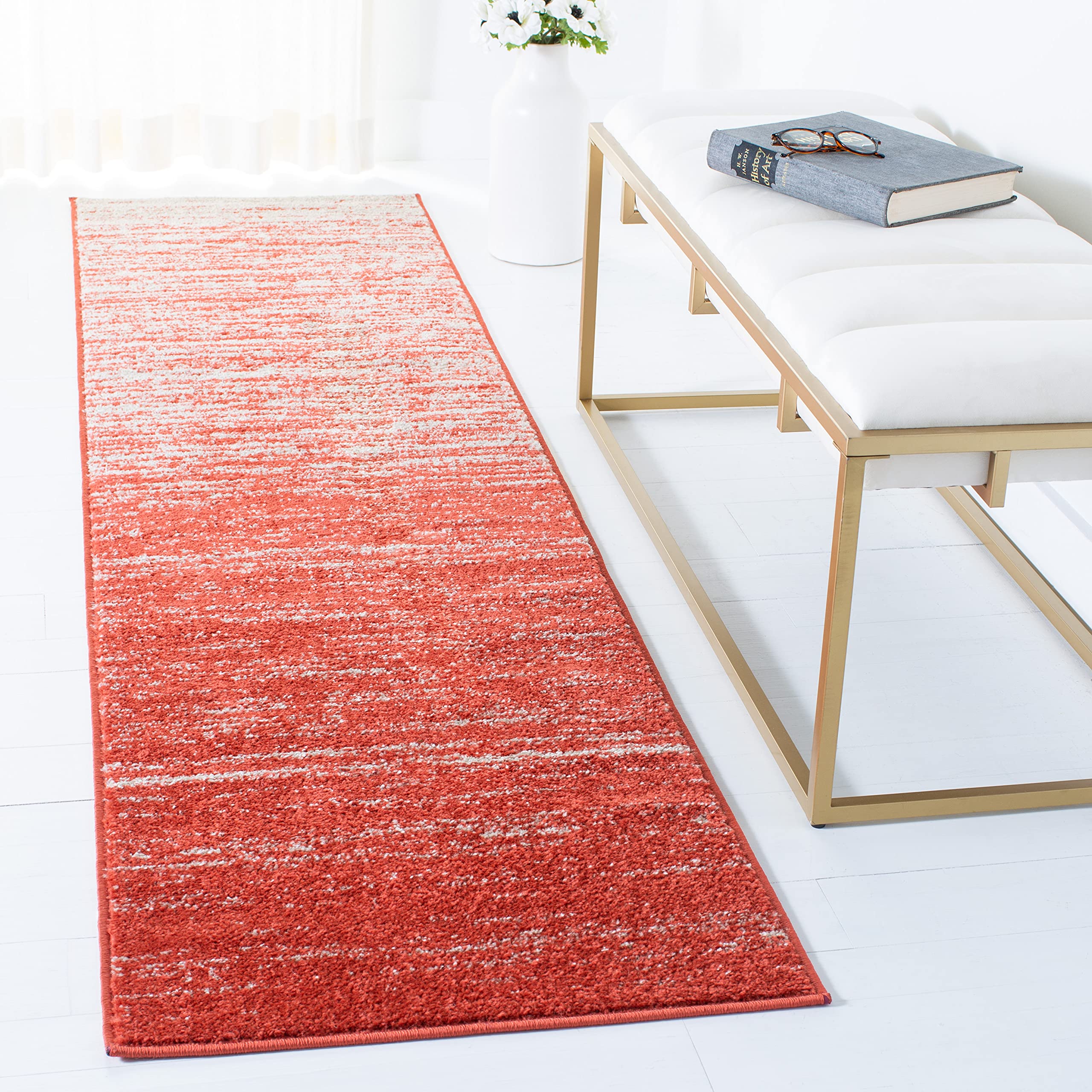 Safavieh Adirondack Collection Runner Rug - 26 x 10, Orange & Grey, Modern Ombre Design, Non-Shedding & Easy Care, Ideal for H