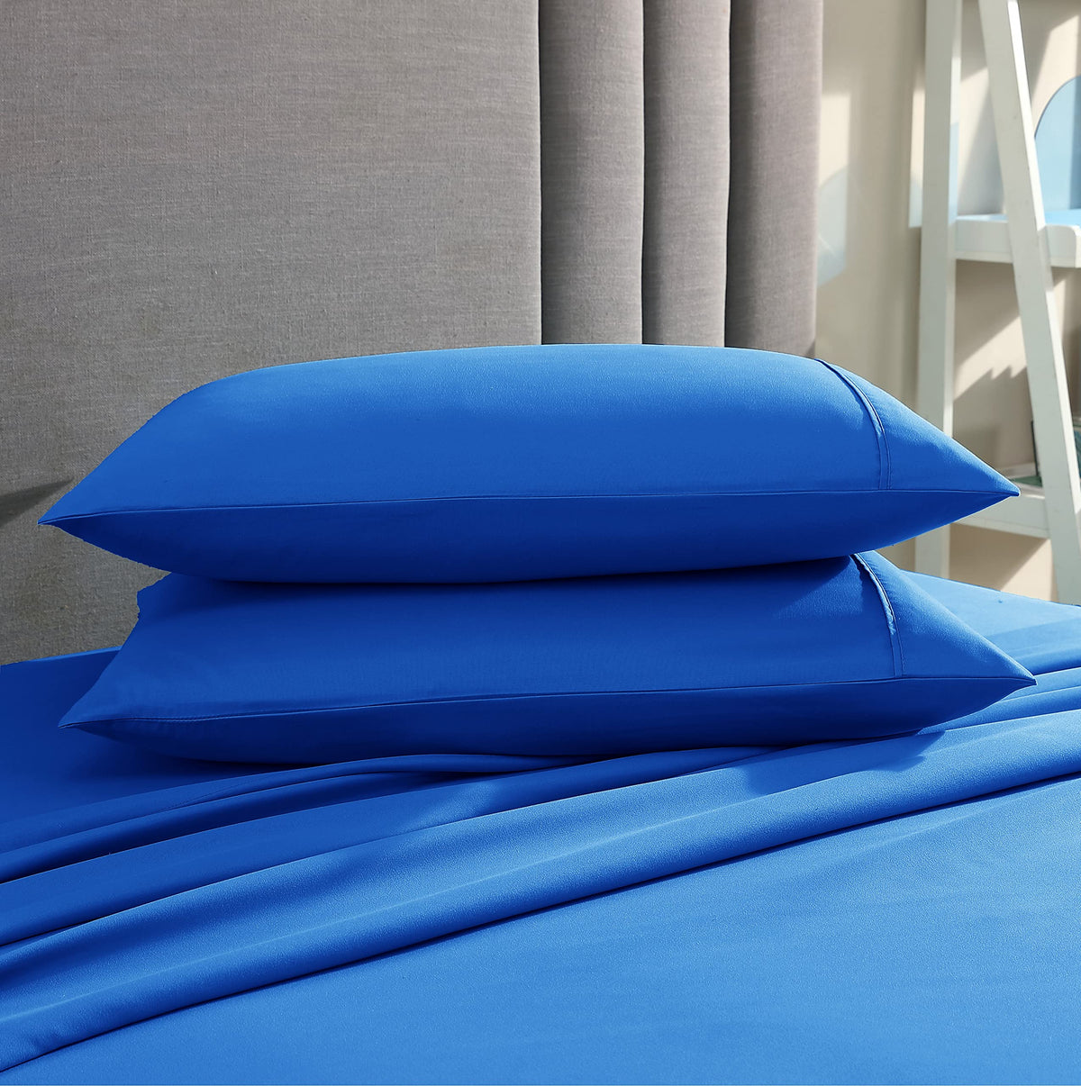American Home Collection Pillow Case Set Of 2 Double Brushed Microfiber Soft & Easy Care Pillowcases (Snorkel Blue, Standard/Que