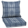 Arden Selections Outdoor Deep Seat Set, 24 X 24, Rain-Proof, Fade Resistant, Deep Seat Bottom And Back Cushion 24 X 24, Blue Shi