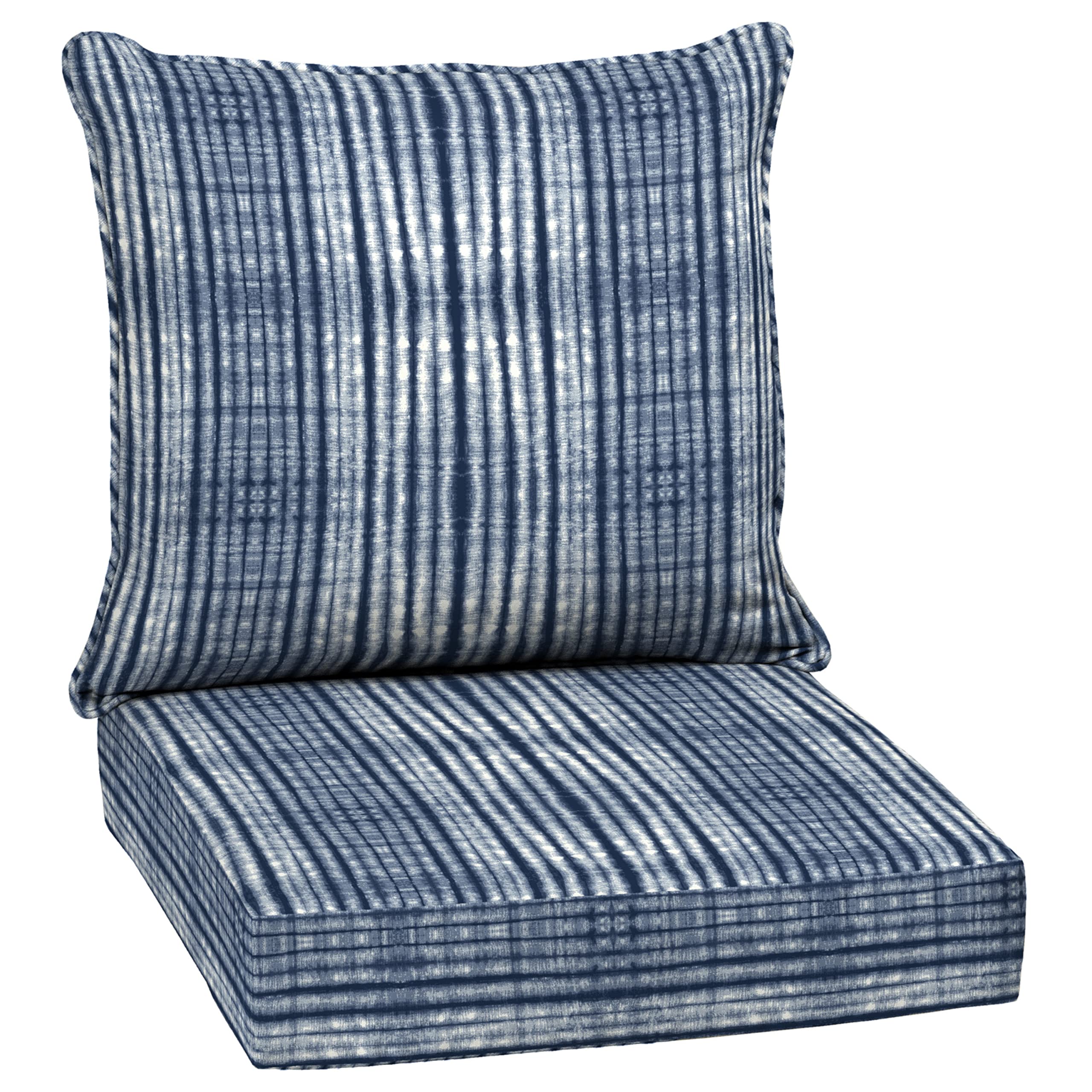 Arden Selections Outdoor Deep Seat Set, 24 X 24, Rain-Proof, Fade Resistant, Deep Seat Bottom And Back Cushion 24 X 24, Blue Shi