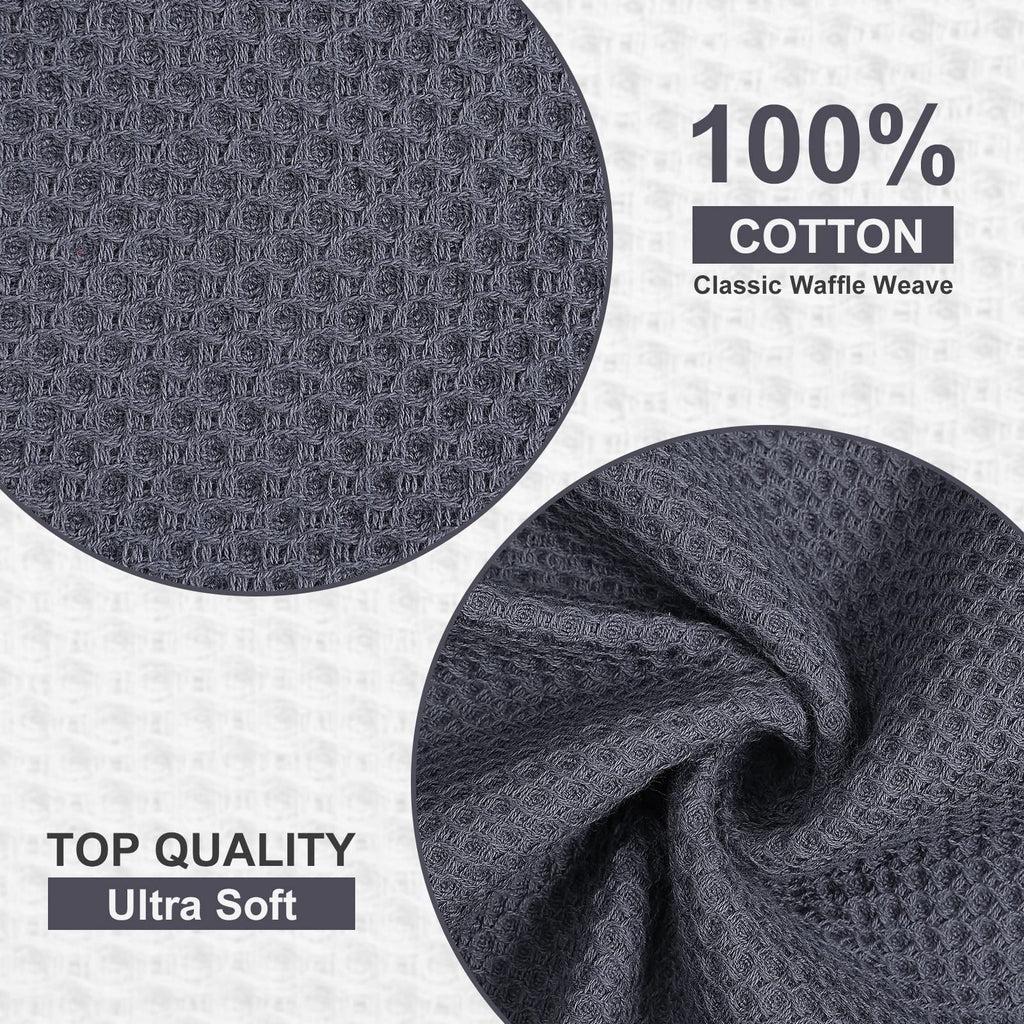 Kitinjoy 100% Cotton Kitchen Dish Cloths, 6 Pack Waffle Weave Ultra Soft Absorbent Dish Towels For Drying Dishes Quick Drying Ki
