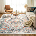 VK VKLIVING Machine Washable Rug 5x7 Vintage Design Washable Area Rugs with Non Slip Rugs for Living Room Bedroom Traditional 