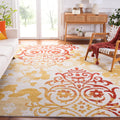 SAFAVIEH Adirondack Collection Area Rug - 8 x 10, Grey & Gold, Floral Glam Damask Distressed Design, Non-Shedding & Easy Care,