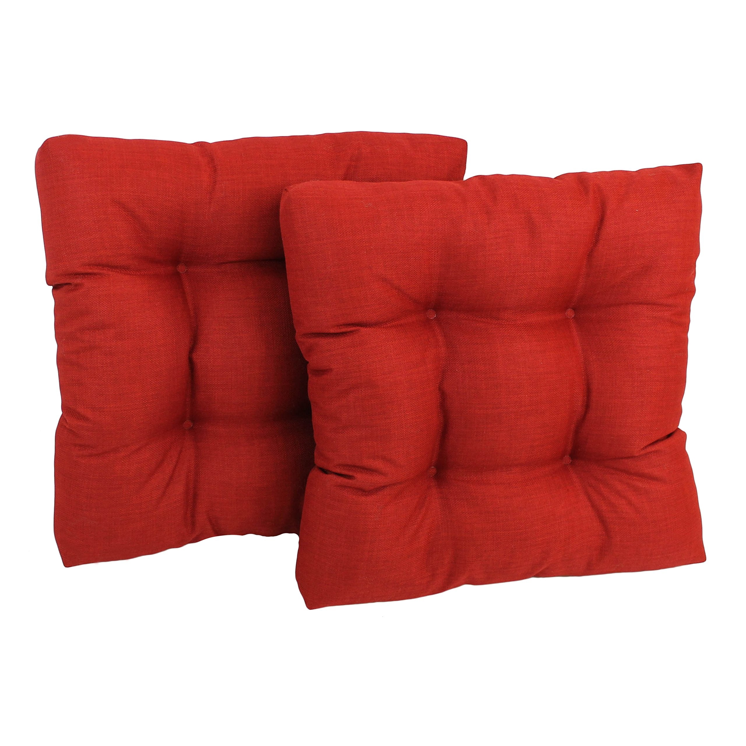 Blazing Needles Indoor/Outdoor Square Tufted Chair Cushion, 19 x 19, Paprika 2 Count