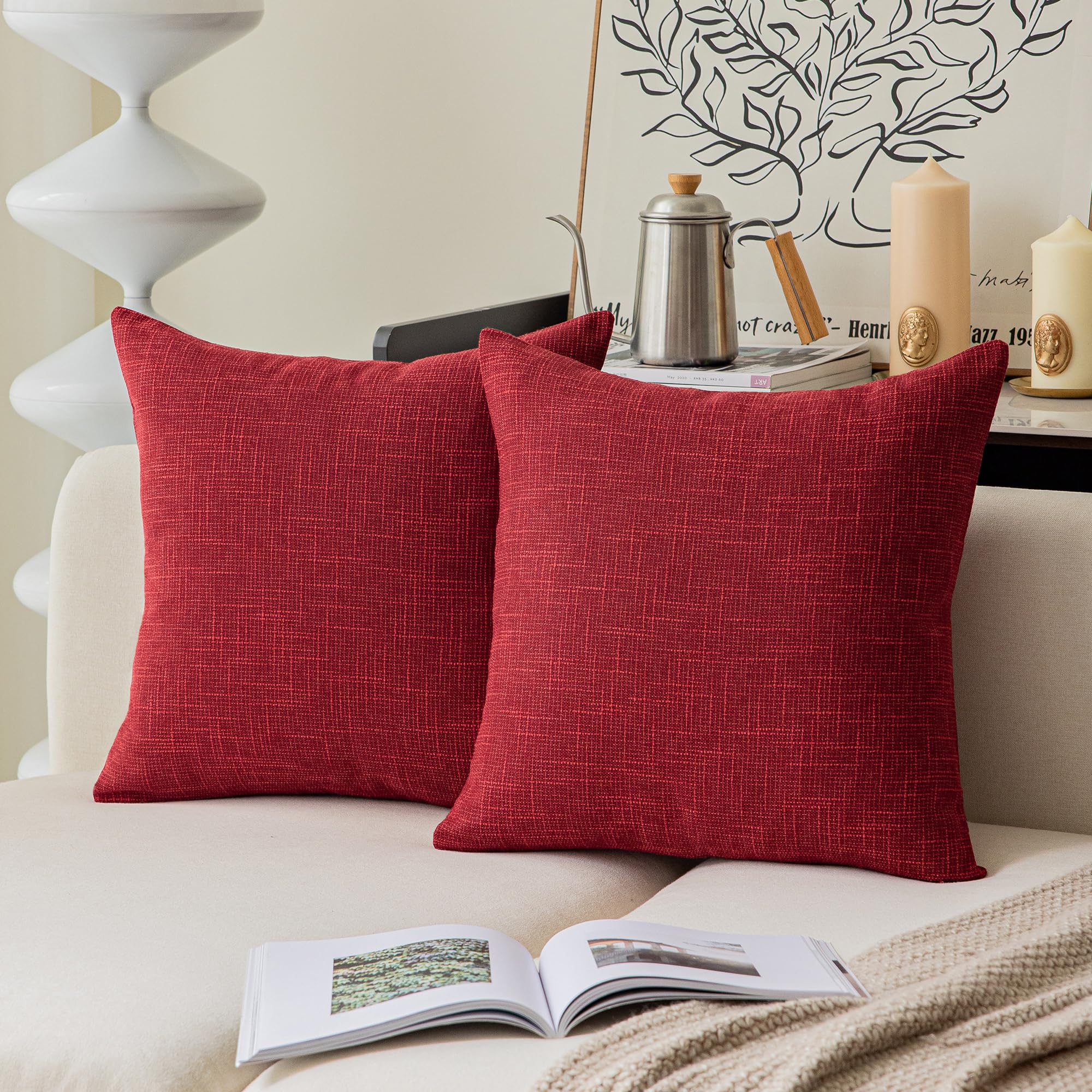 Kevin Textile Farmhouse Christmas Decorative Throw Pillow Covers For Couch Faux Linen Accent Pillow Cover Modern Decor Pillow Ca