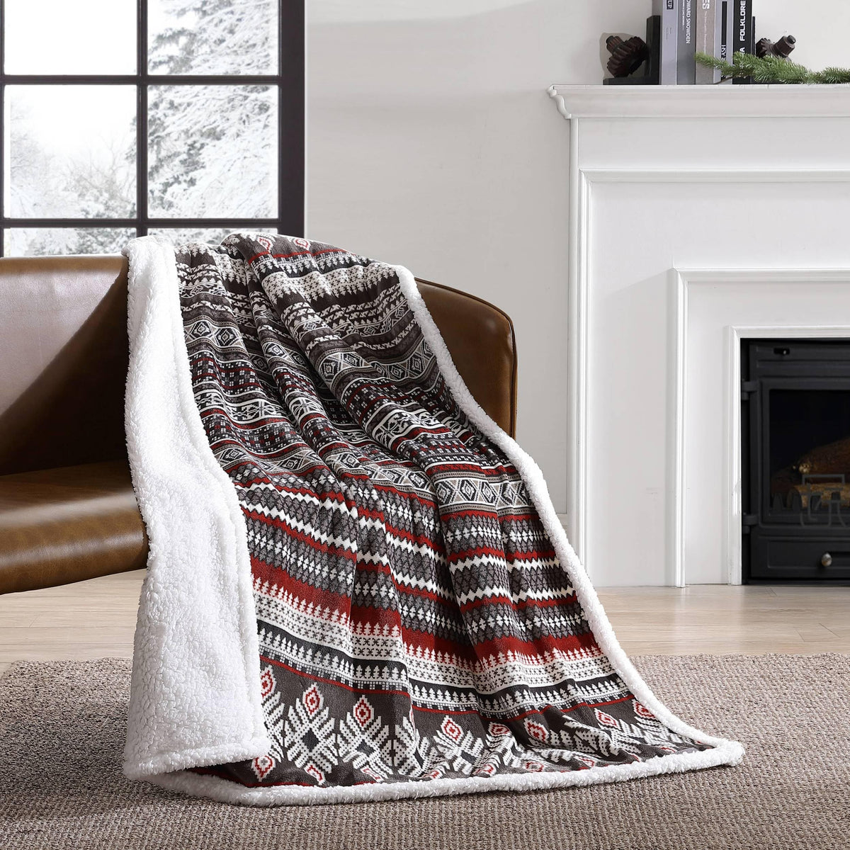 Eddie Bauer Ultra-Plush Collection Throw Blanket-Reversible Sherpa Fleece Cover, Soft & Cozy, Perfect For Bed Or Couch, Sycamore