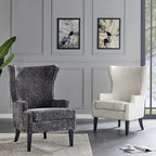 Npd Furniture And More Clementine Kd Fabric Wing Arm Accent Chair, Cream