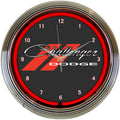 Dodge Challenger Red Neon Clock 15 Inch Diameter with Chrome Rim and Red Neon - 8CLGCK