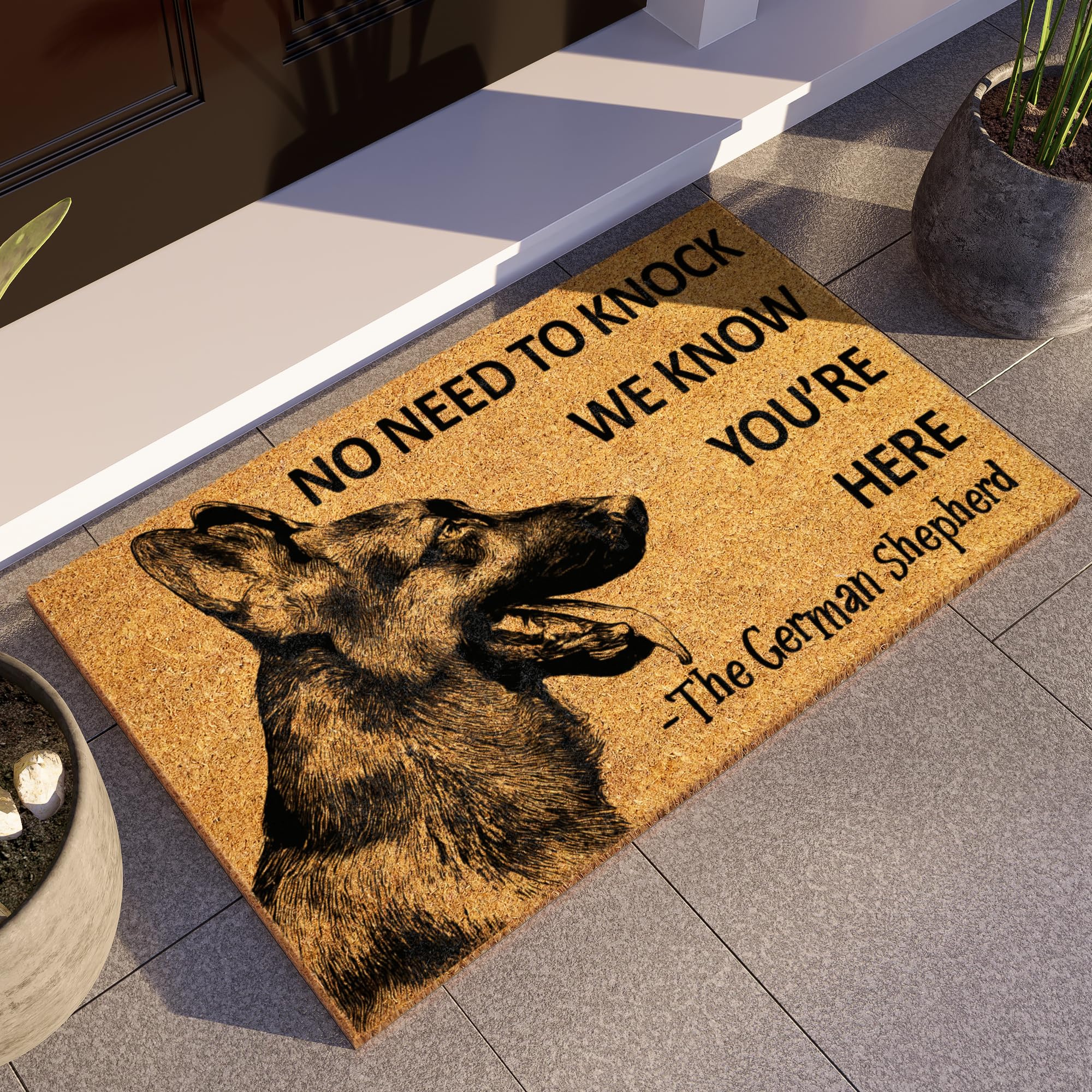 The German Shepherd Door Mat, German Shepherd We Know You Are Here Door Mats, Funny German Shepherd Doormat Side View, Welcome M