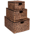 Best Choice Products Set Of 3 Large Multipurpose Hyacinth Storage Baskets, Handwoven Rectangular Organizer Totes for Bedroom, Li