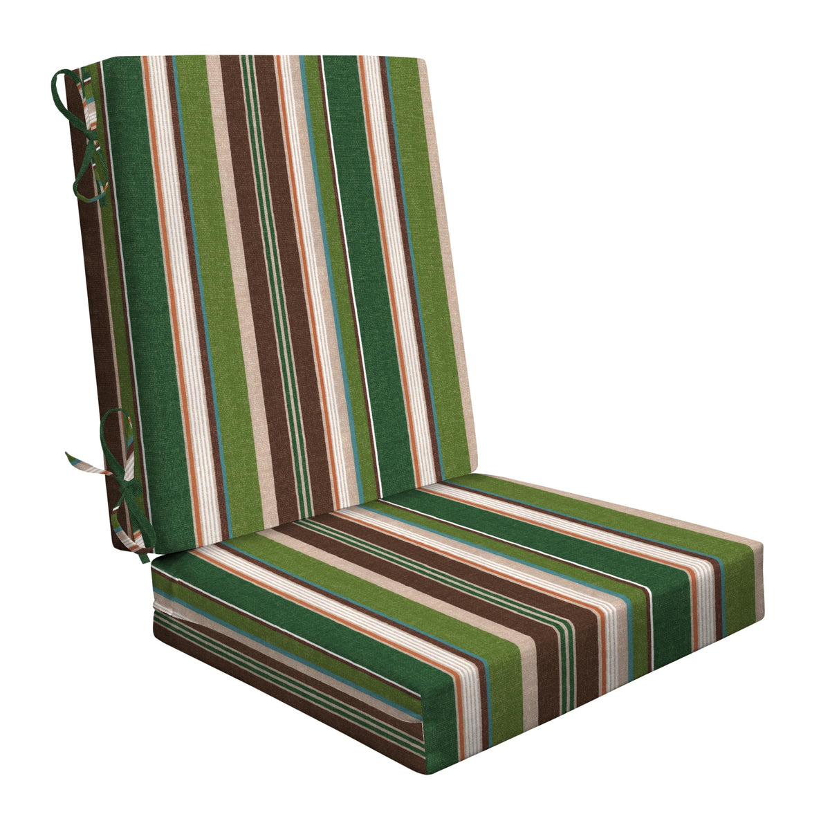 Honeycomb Outdoor Highback, 21' W X 42' L, Stripe Pine Green Outdoor Chair Cushion