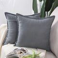 Madizz Set Of 2 Short Chenille Throw Pillow Covers 18X18 Inch Grey Soft Decorative Cushion Cover For Sofa Bedroom Pillow Shell